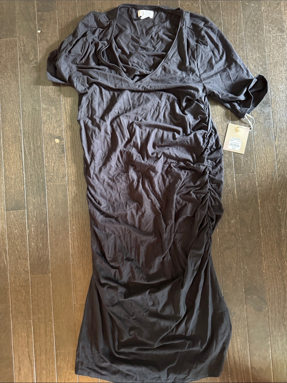 a:glow Black Ruched Side Midi Dress